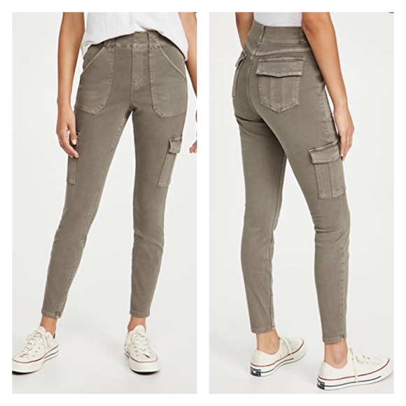 SPANX Pants Womens Small Desert Dune Stretch Twill Ankle Cargo Pant NWT - Picture 1 of 9